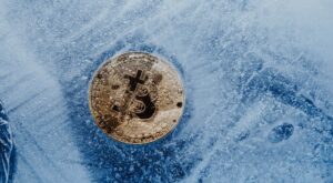 Bitcoin in Eis, Krypto-Münze