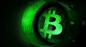 Bitcoin-Kurs steht auf Grün bei einer Ampel