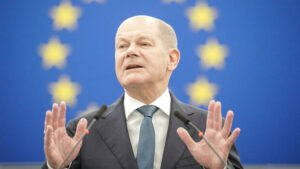 Rede vor dem EU-Parlament: Kanzler Scholz fordert umfassende Freihandelsagenda der EU