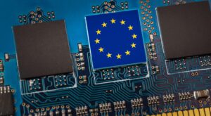 EU-Flagge als Prozessor-Chip