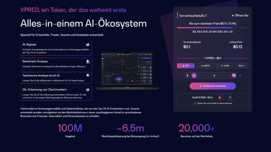 yPredict: Neuer AI Coin setzt auf Hype-Thema